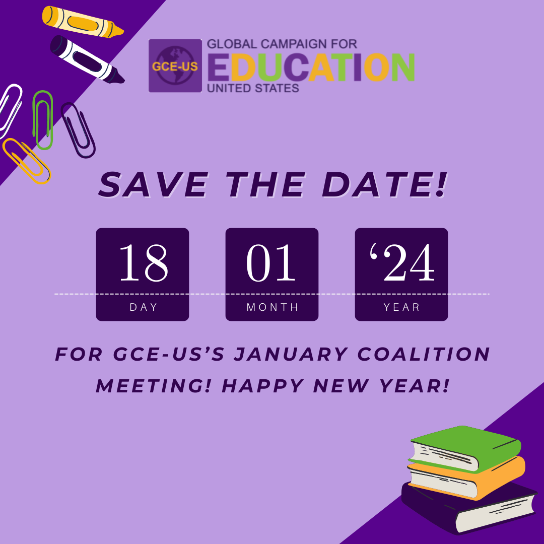 Save The Date! GCE-US will host our first coalition meeting of the new year on January 18th, 2024.