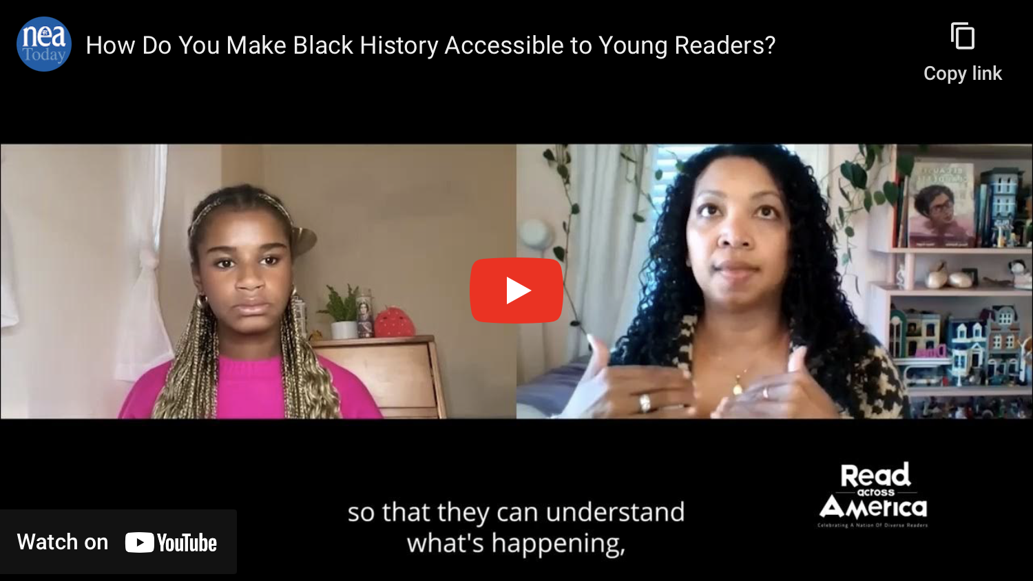 An image of the YouTube video linked here with two speakers discussing Black History Month