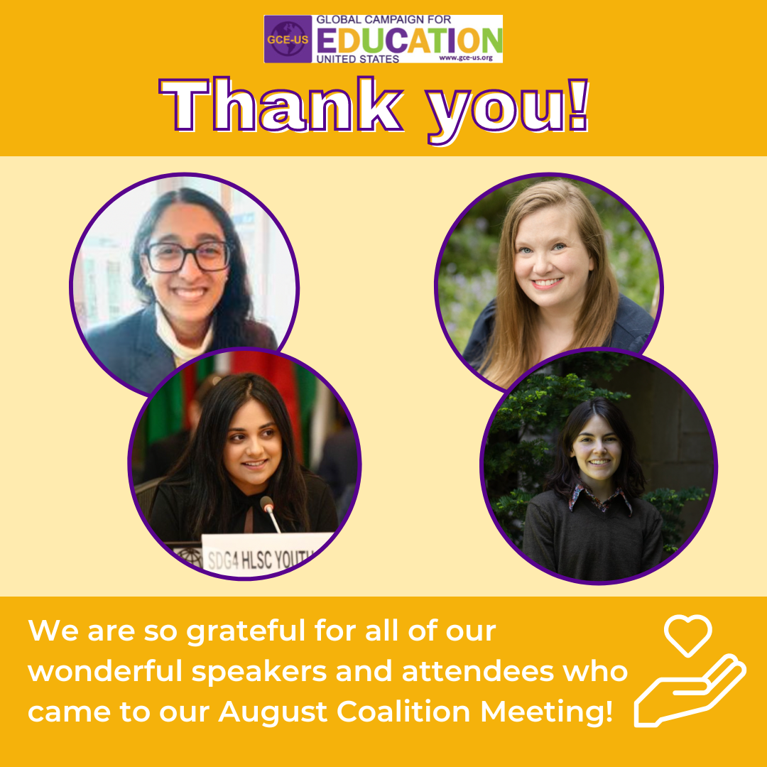 Thank you to all of our speakers and attendees who participated in our August Coalition Meeting! Graphic shows Himaja Nagireddy, Kenisha Arora, Kate Lord, and Harley Pomper.